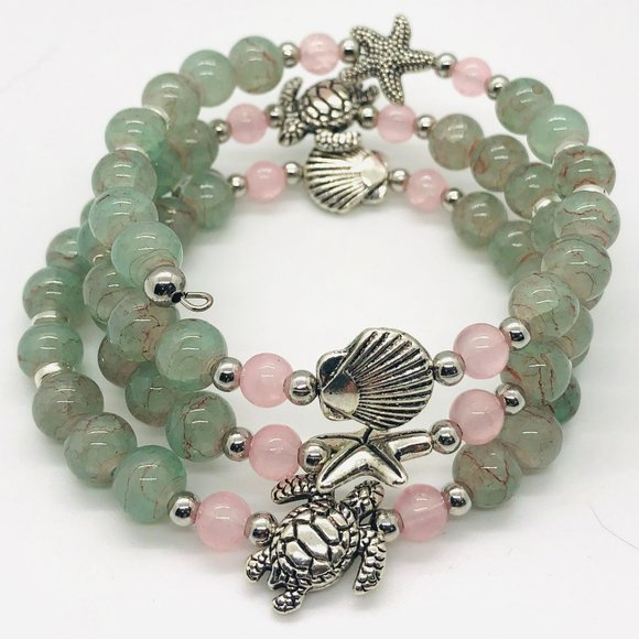 Wrap around Coil Beaded Bracelet - unique, original design - Picture 1 of 2